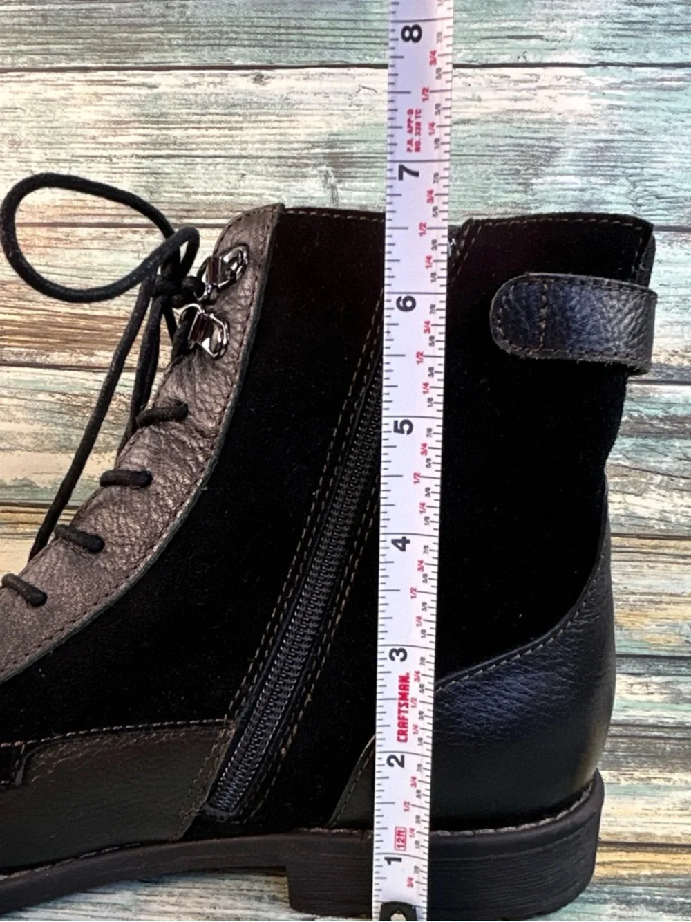 Montana Artisan Combat Boot Womens 8 Black Leather/Suede Military Grunge Western